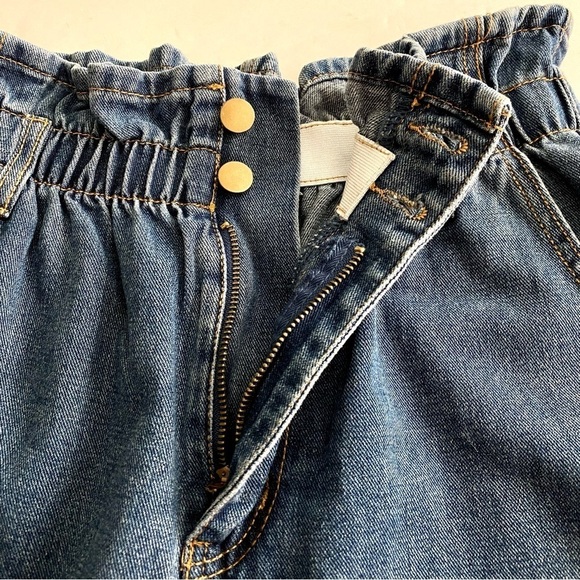 FOREVER 21 Contemporary Blue Denim Mom Jeans Large Cuffed Paperbag-Waist - Picture 8 of 15